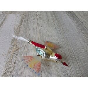 Vintage mercury glass spun bird west German unique rainbow decor